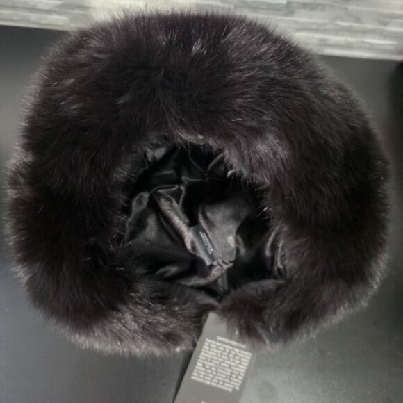 Arctic FOX FUR HAT PURE BLACK with LEATHER SAGA FUR main image 4